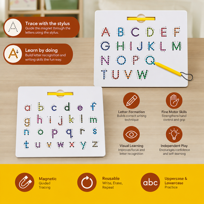 2-in-1 Magnetic Letter Tracing Board for Uppercase & Lowercase Writing Practice