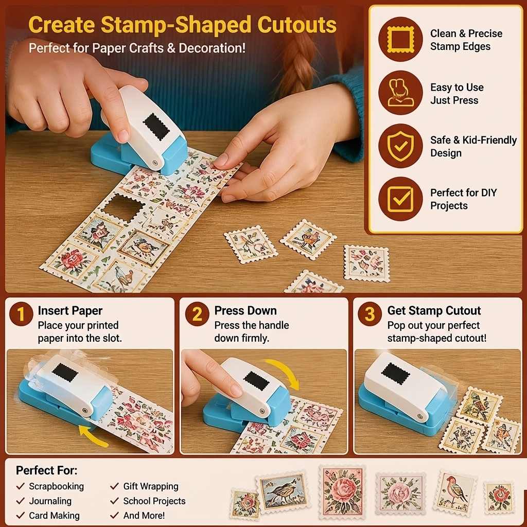 DIY Postage Stamp Paper Punch for Kids’ Arts & Crafts