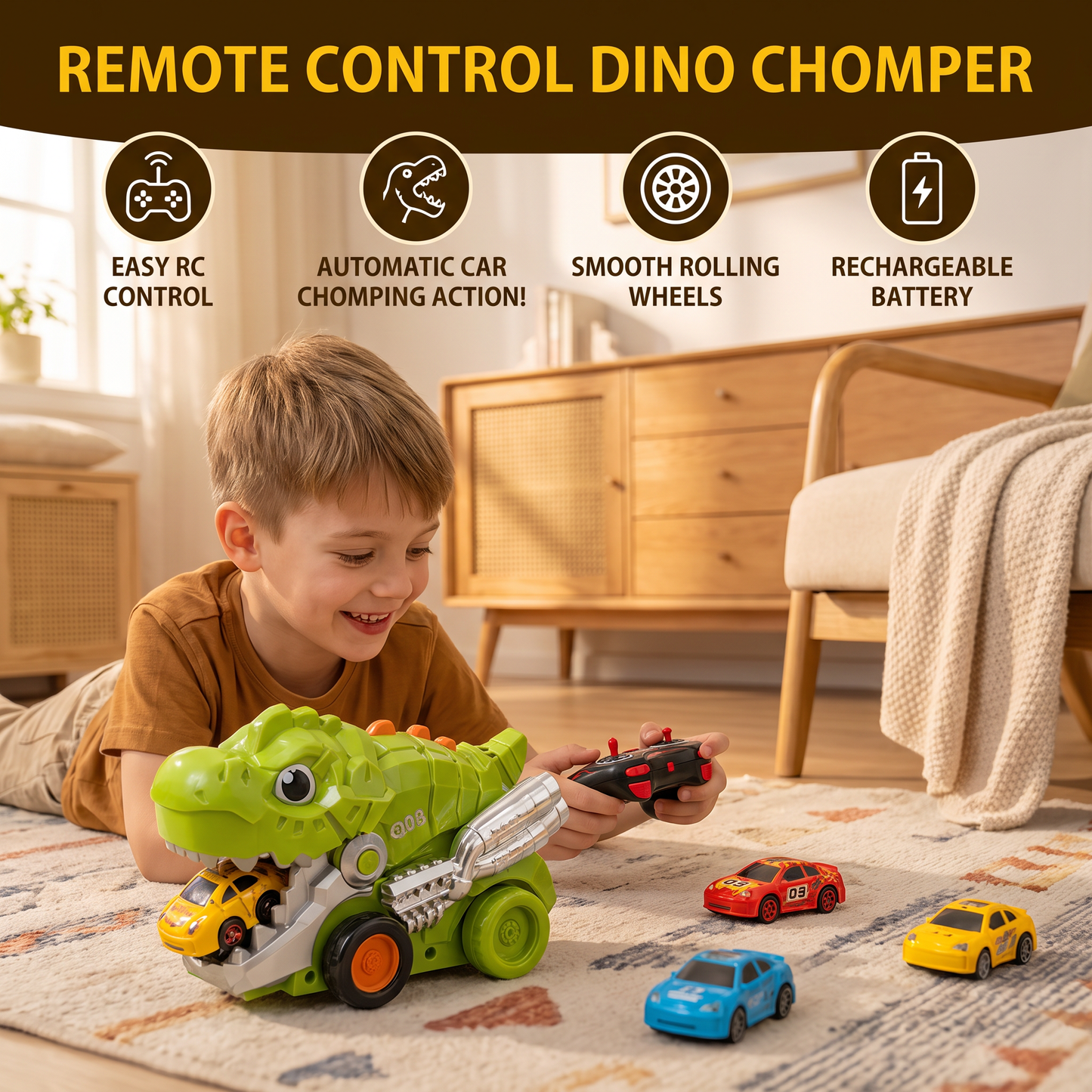 Remote Control Dino Car Chomper Truck