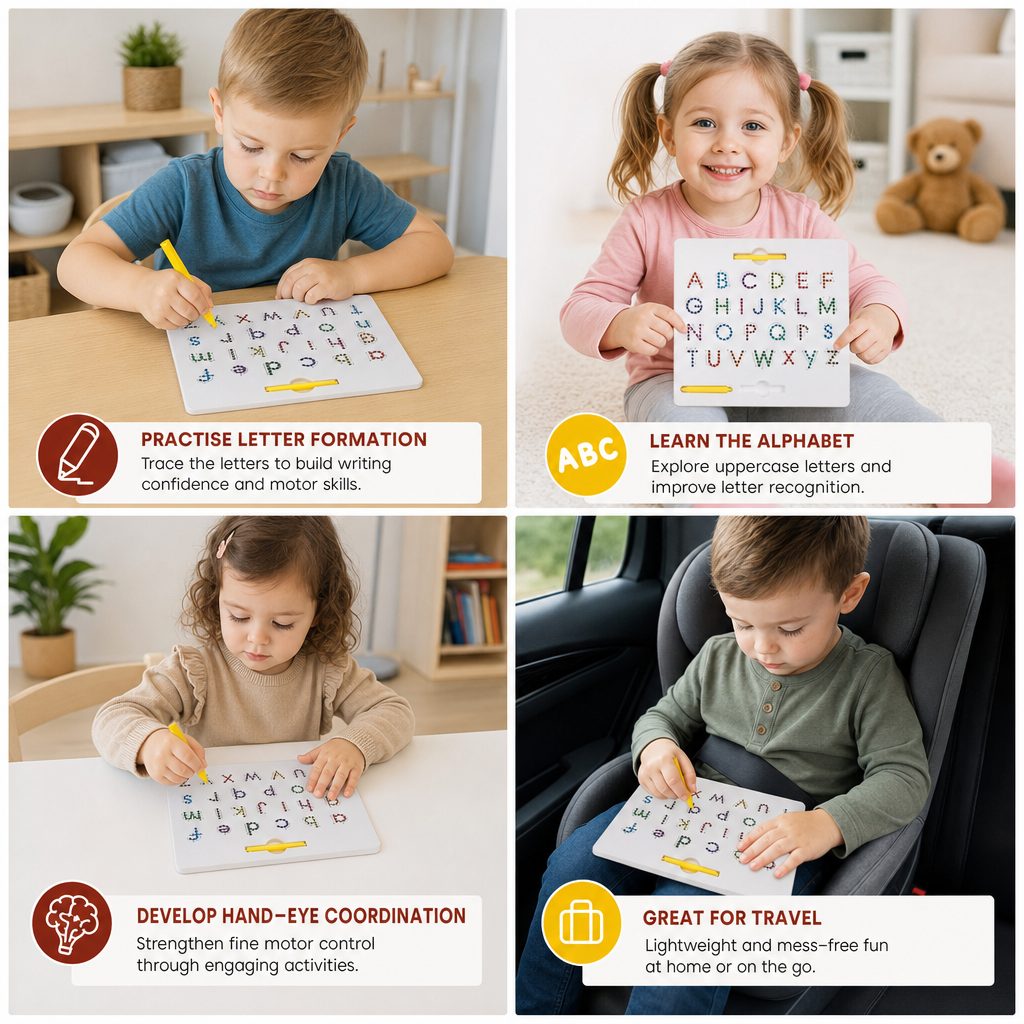 2-in-1 Magnetic Letter Tracing Board for Uppercase & Lowercase Writing Practice