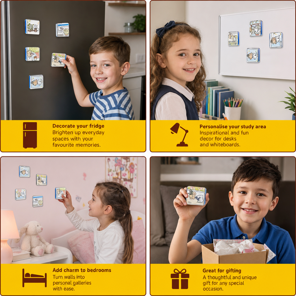 Clear Acrylic Magnetic Photo Frames with Adhesive Backing