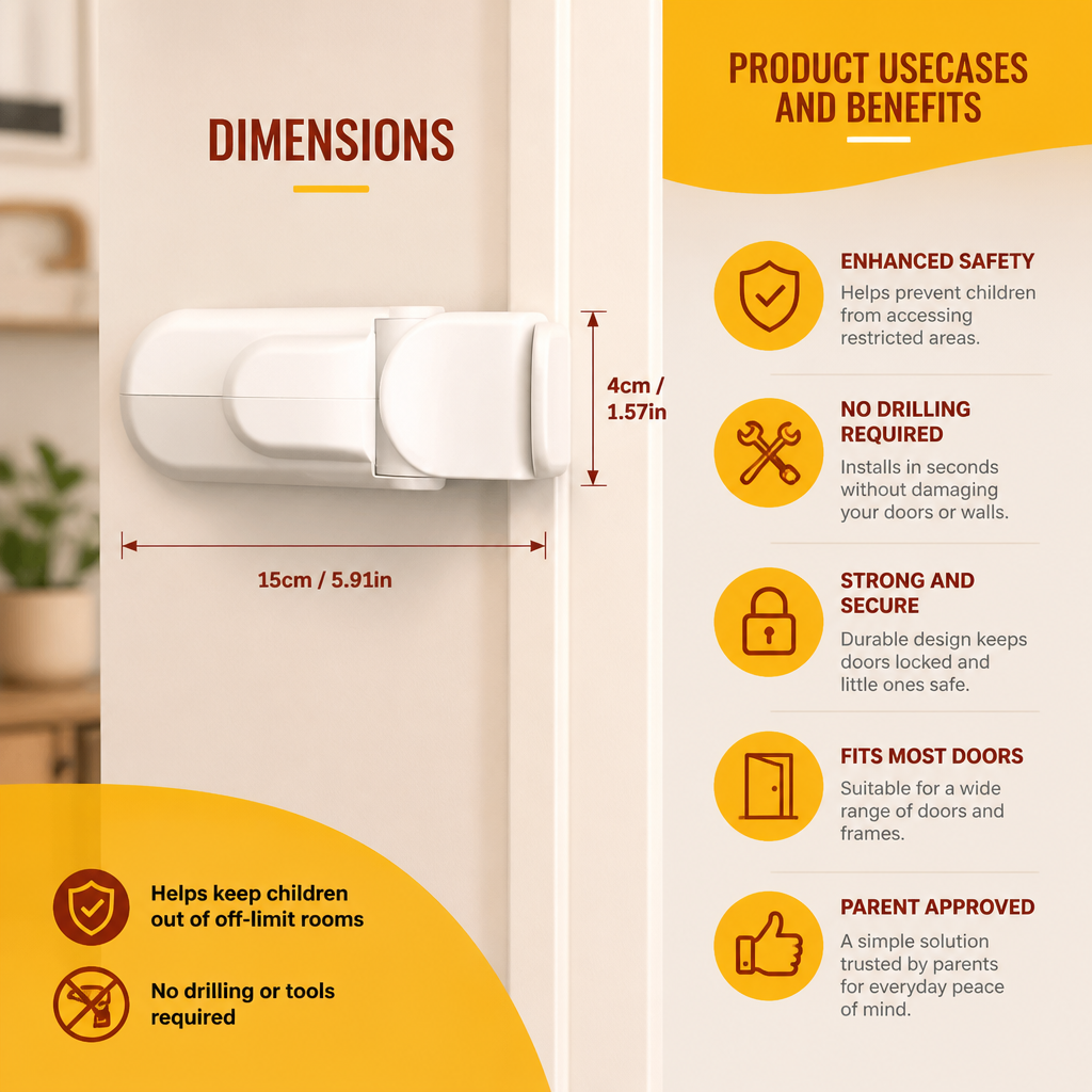 No-Drill Child Safety Door Lock