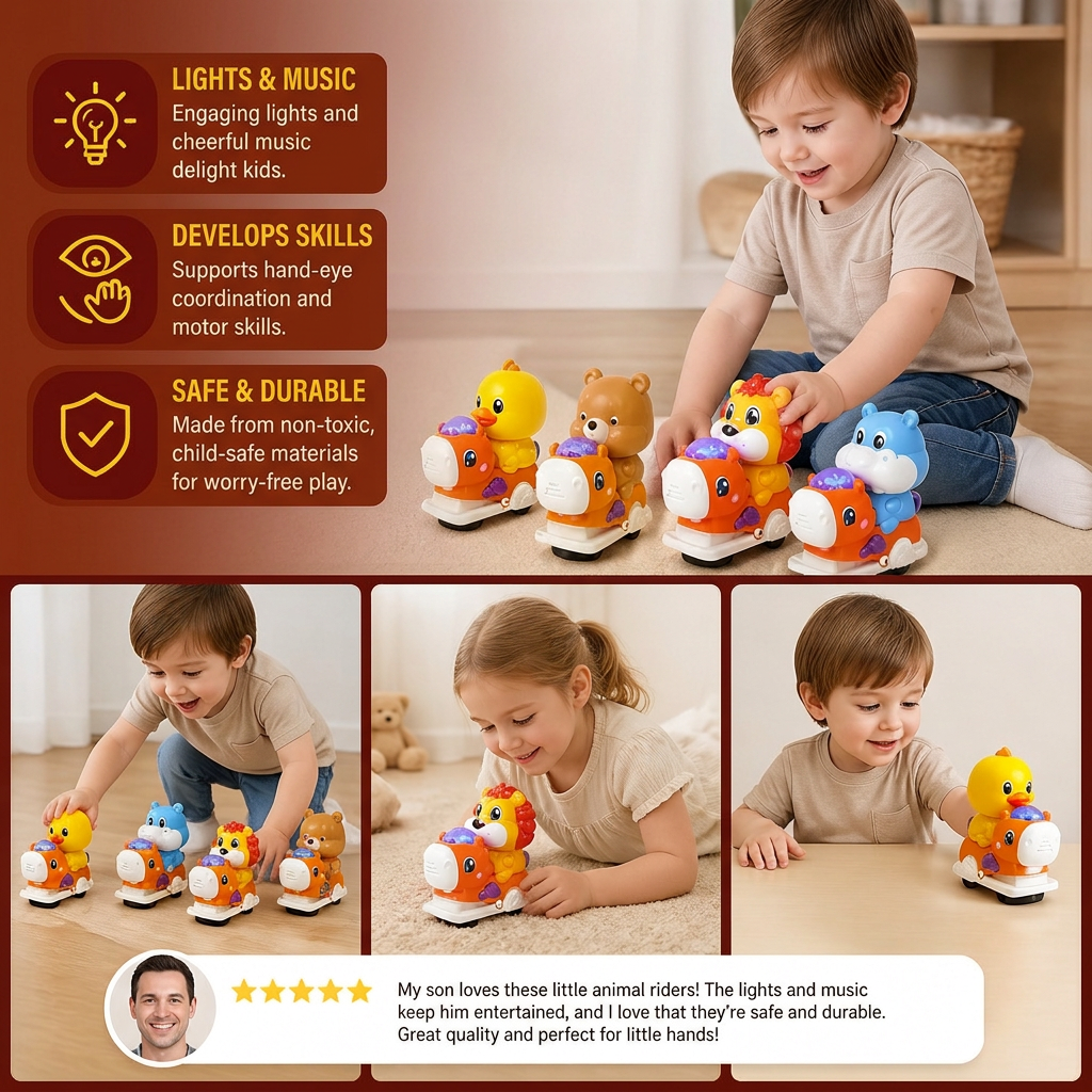 Interactive Animal Swing Toy with Music & Lights