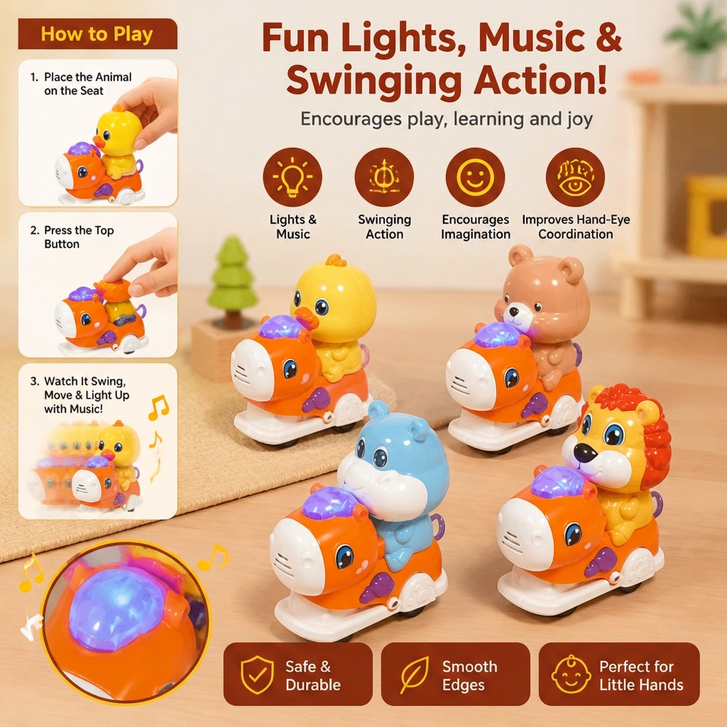 Interactive Animal Swing Toy with Music & Lights