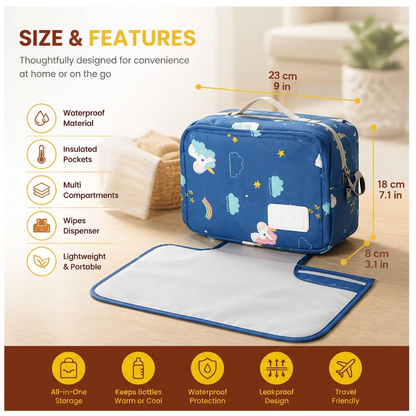 3in1 Stroller Organizer Bag – Waterproof Diaper Caddy with Insulated Pockets