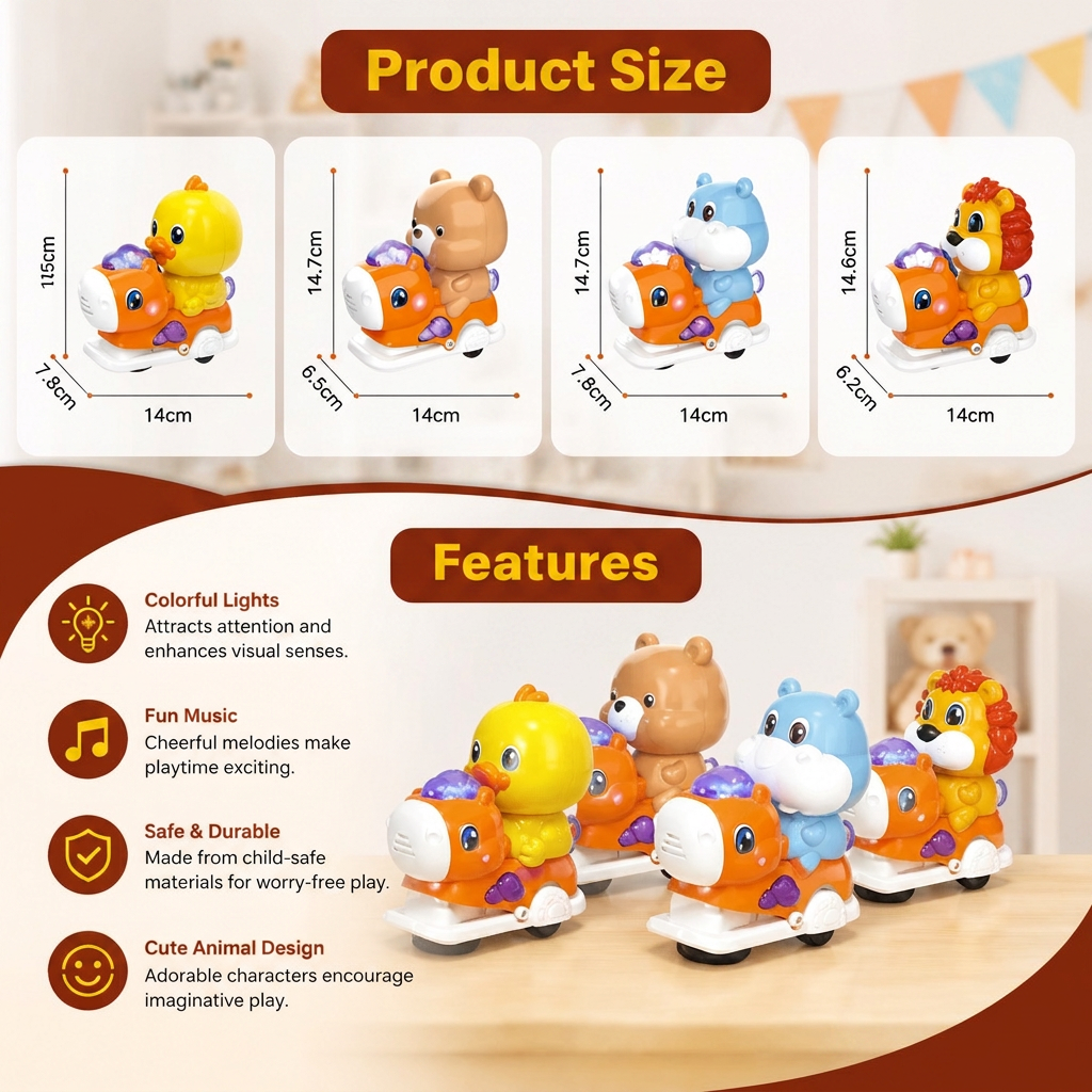 Interactive Animal Swing Toy with Music & Lights