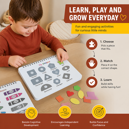 Montessori Busy Book – Reusable Preschool Learning Activity Book