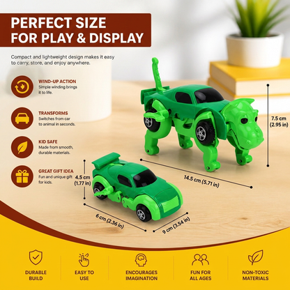 Wind-Up Transforming Animal Car Toy