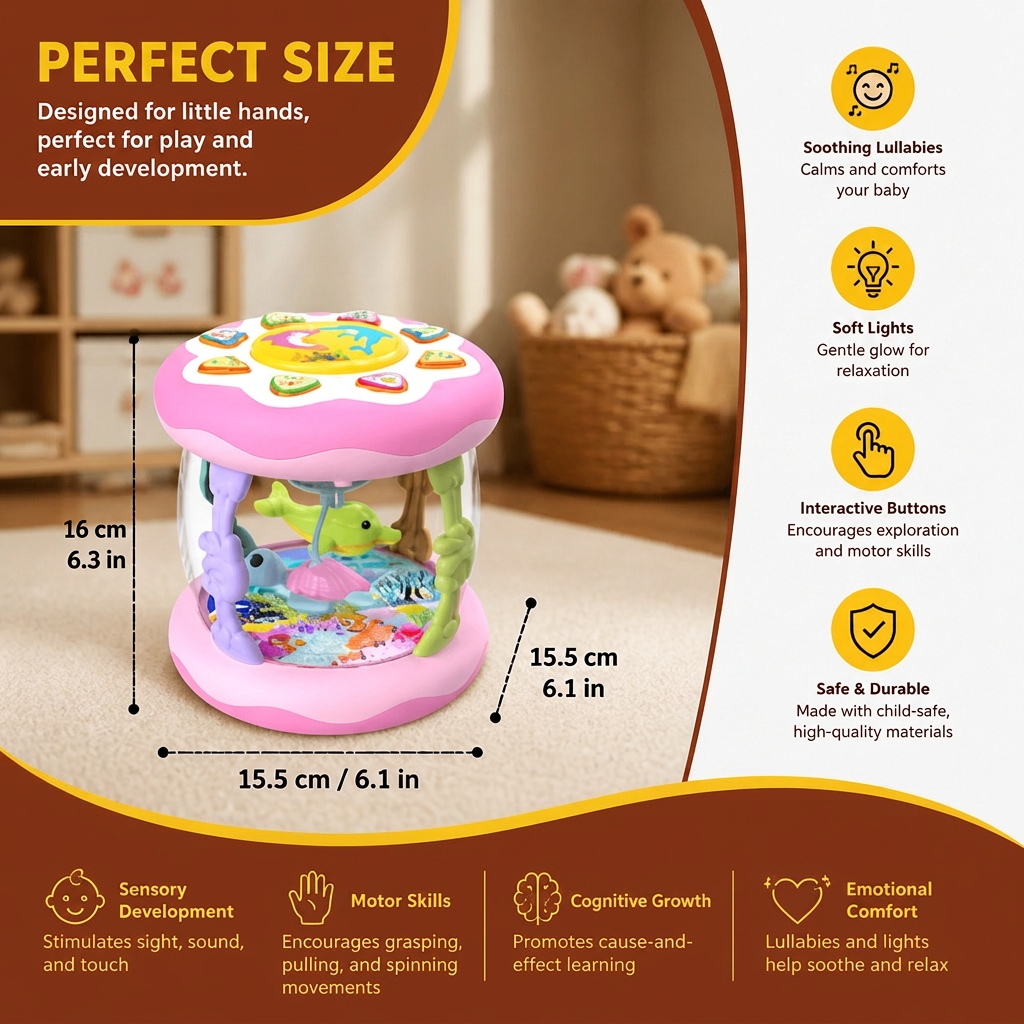 Interactive Musical Toy with Lights – Montessori Sensory & Soothing Lullaby Toy