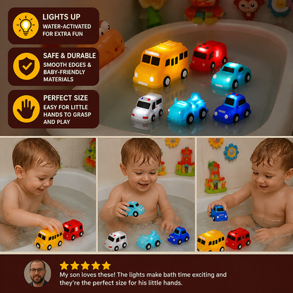 Light-Up Bath Toy Car Set – Water-Activated Baby Bath Toys