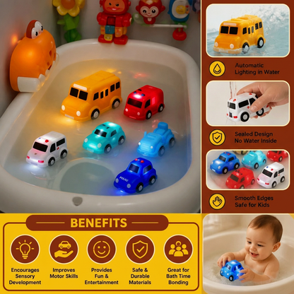 Light-Up Bath Toy Car Set – Water-Activated Baby Bath Toys