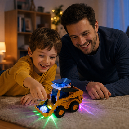 Interactive Light-Up Construction Bulldozer with Ball Launcher for Kids