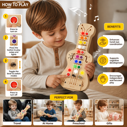 Wooden Light & Sound Guitar Busy Board