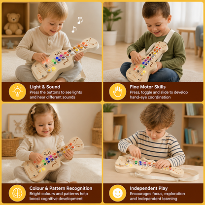 Wooden Light & Sound Guitar Busy Board