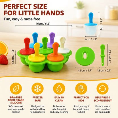 7-Piece Silicone Popsicle Mold – Reusable Ice Pop Maker for Kids