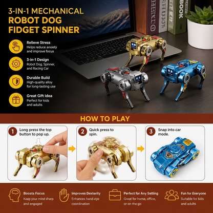 3-in-1 Mechanical Robot Dog Fidget Spinner Toy