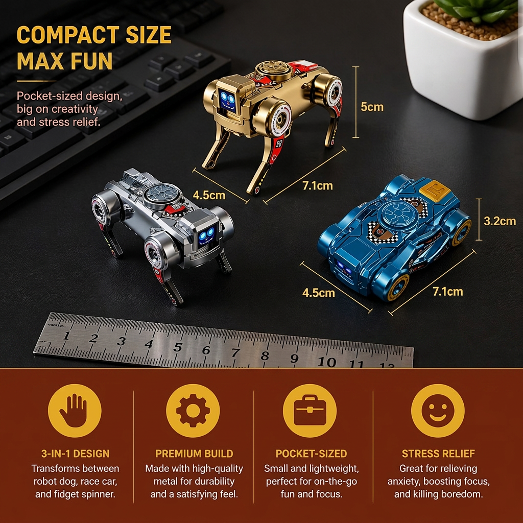 3-in-1 Mechanical Robot Dog Fidget Spinner Toy