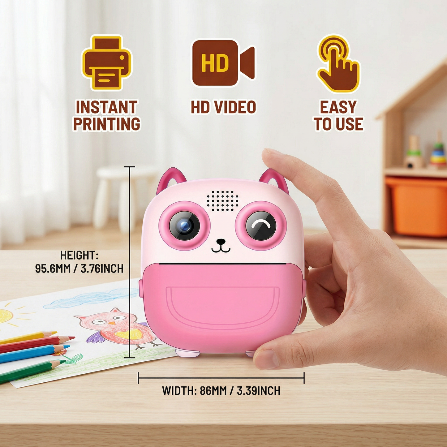 Kids Instant Print Camera – Mini HD Digital Camera with Built-in Printer