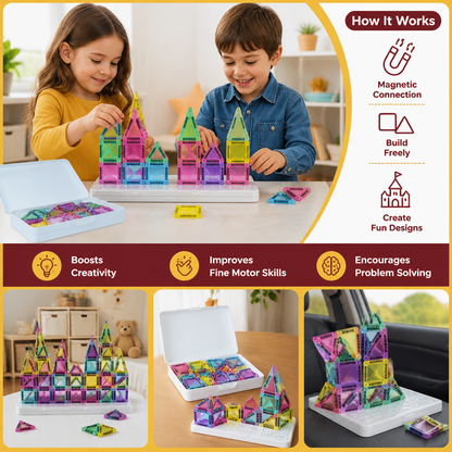 Compact Magnetic Tiles – 40-Piece Montessori Travel Set