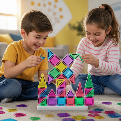 Compact Magnetic Tiles – 40-Piece Montessori Travel Set
