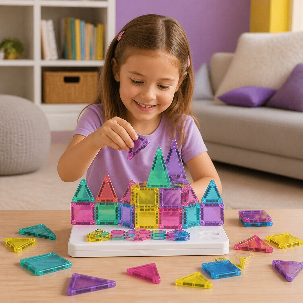 Compact Magnetic Tiles – 40-Piece Montessori Travel Set