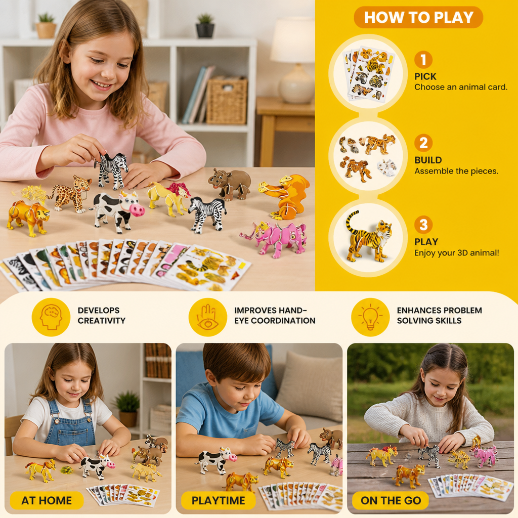 3D Cartoon Puzzle Set for Children
