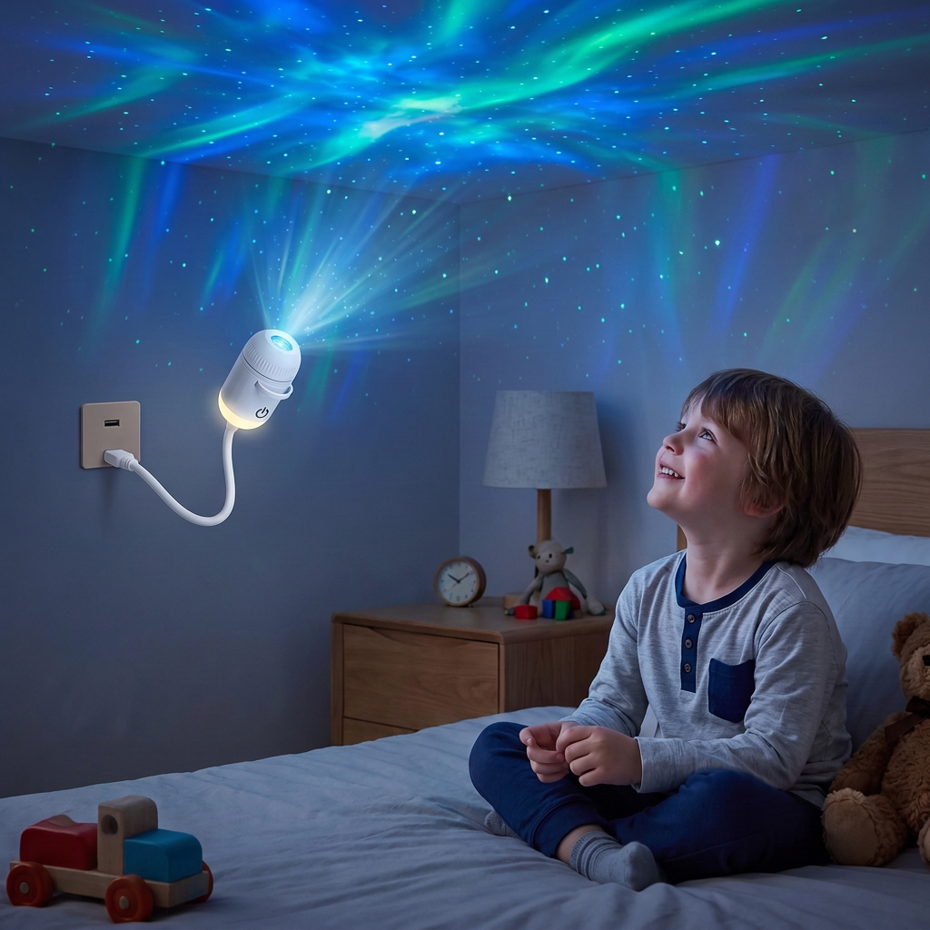 NightSky Dimmable USB Galaxy Projector with Stars & Aurora Effects