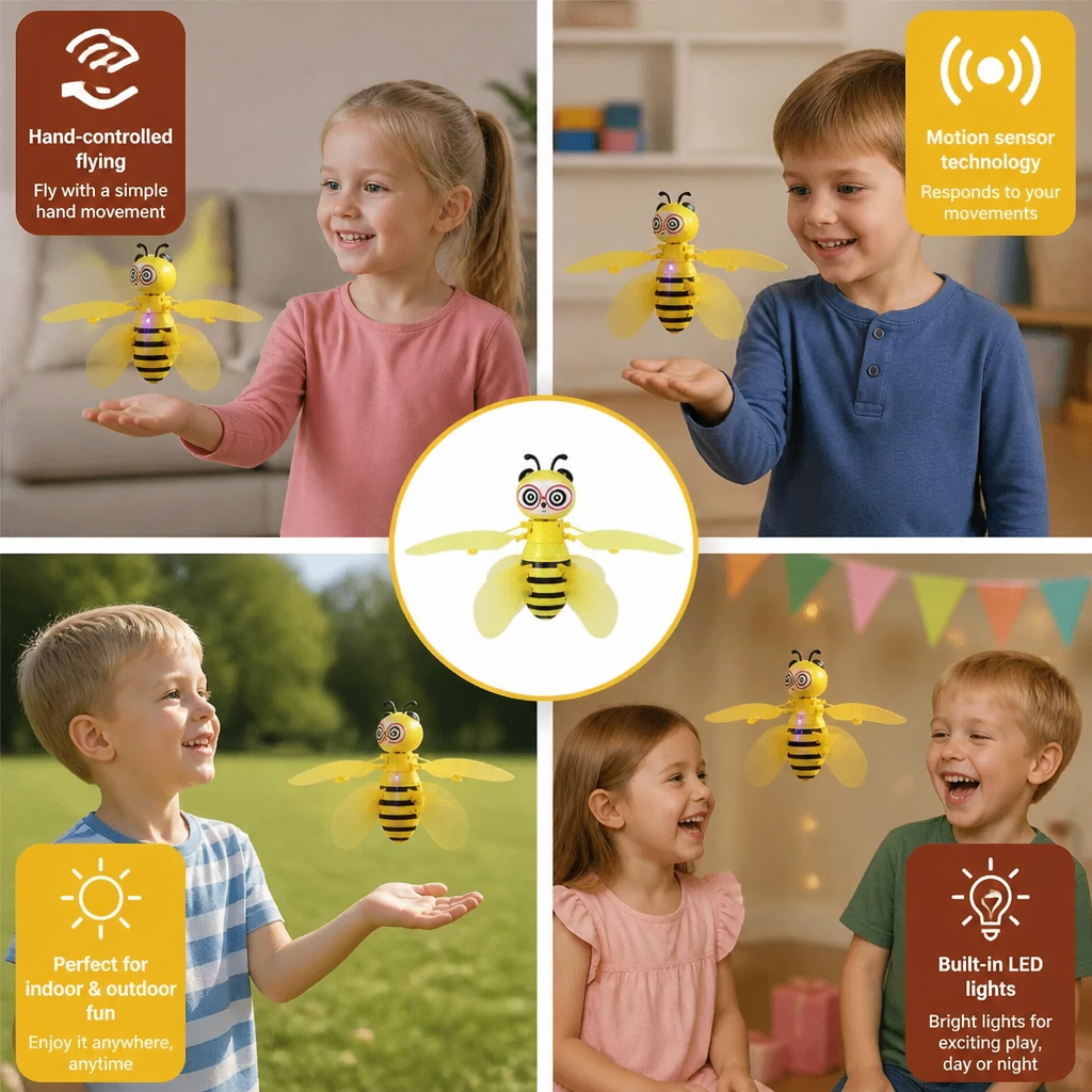 Hand-Controlled Flying Bee Toy with Motion Sensor and LED Lights