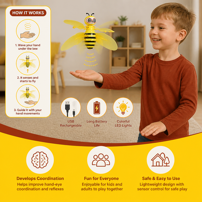 Hand-Controlled Flying Bee Toy with Motion Sensor and LED Lights