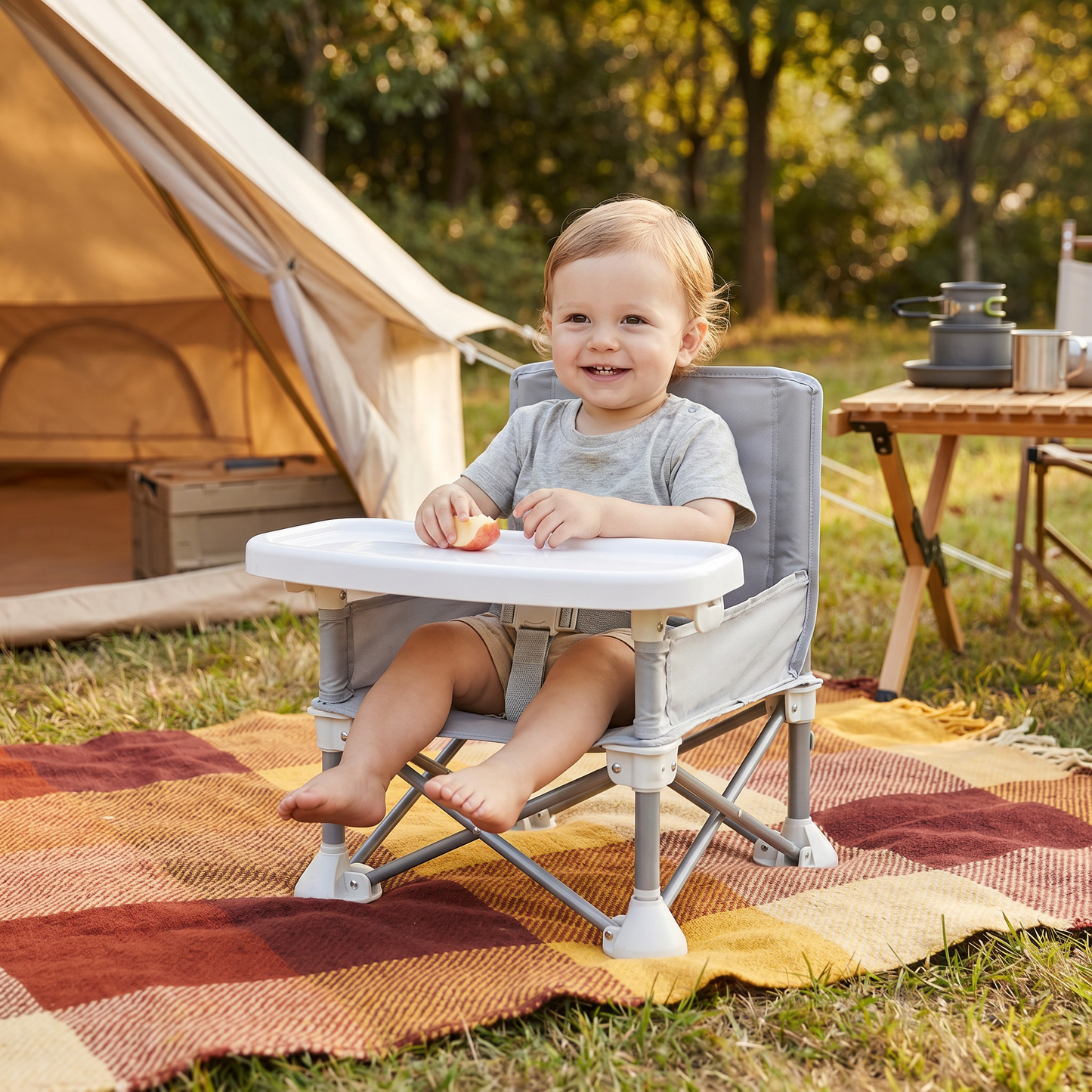 Foldable Baby Camping Chair with Tray for On the Go