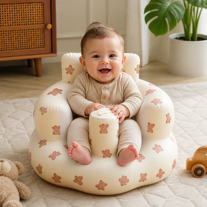 Inflatable Baby Floor Seat with Built-In Pump – Portable & Foldable
