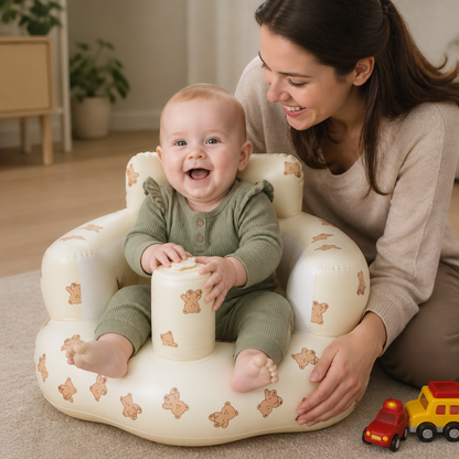 Inflatable Baby Floor Seat with Built-In Pump – Portable & Foldable