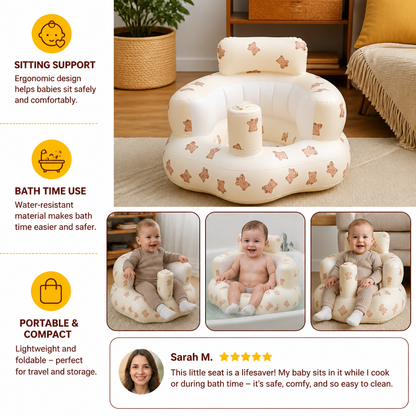 Inflatable Baby Floor Seat with Built-In Pump – Portable & Foldable