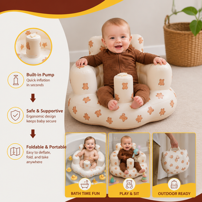 Inflatable Baby Floor Seat with Built-In Pump – Portable & Foldable
