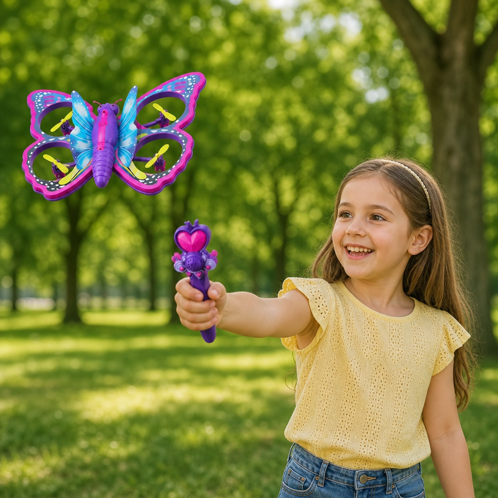 Magic Light-Up Butterfly Quadcopter Toy with Wand Control