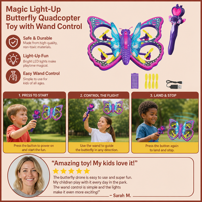 Magic Light-Up Butterfly Quadcopter Toy with Wand Control
