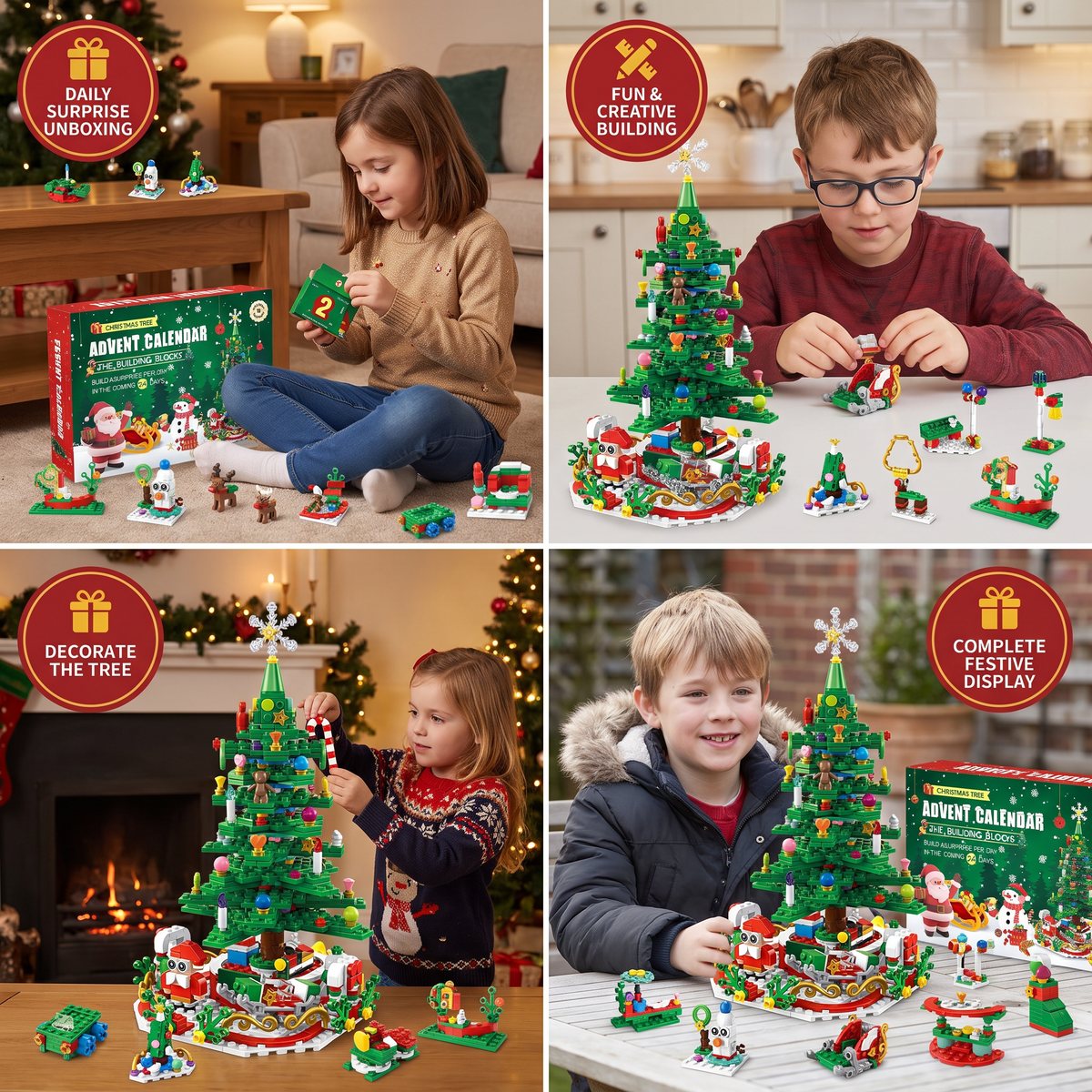 Christmas Tree Building Blocks Advent Calendar for Kids