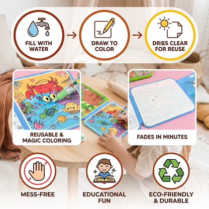 Magic Water Drawing Book – Reusable Mess-Free Colouring Fun