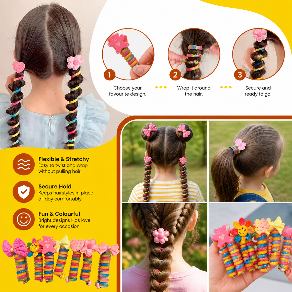 Cute Kids Spiral Hair Tie Set