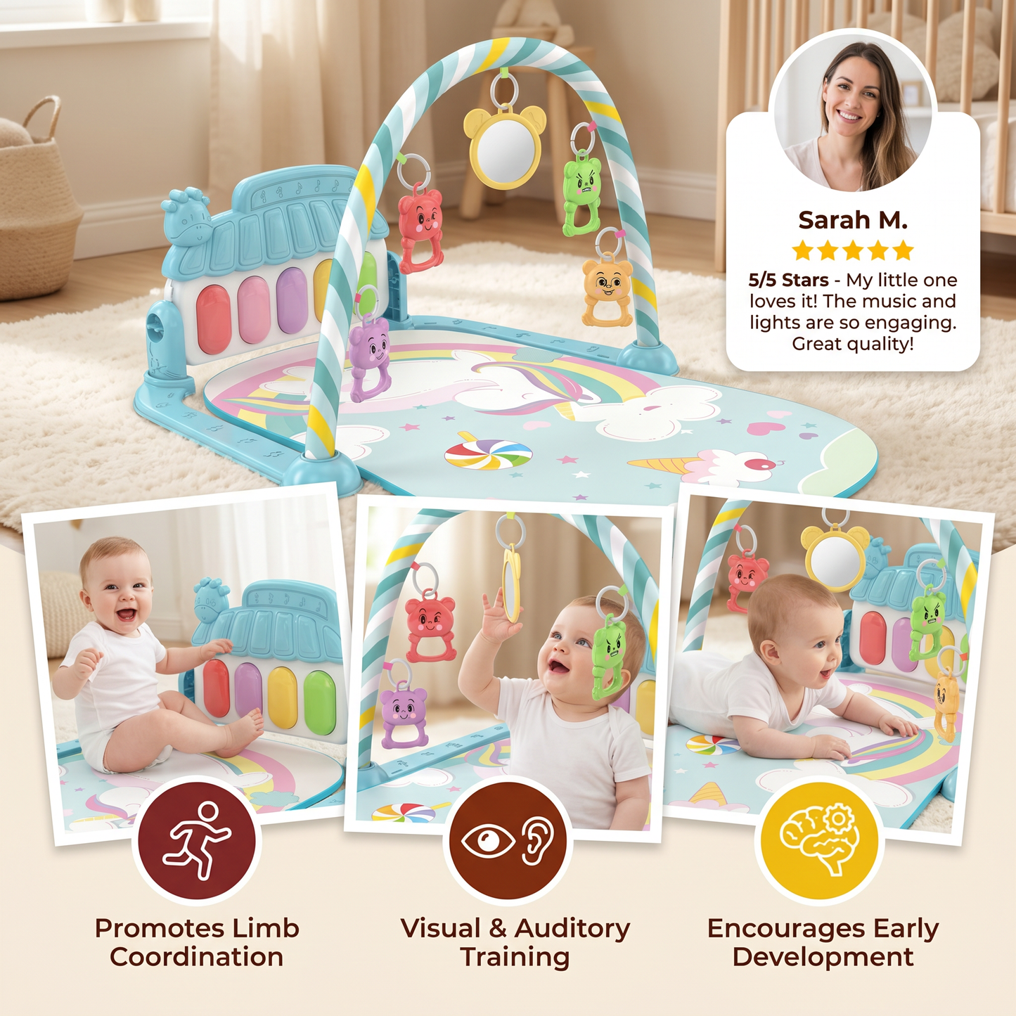 Musical Baby Pedal Piano for Limbs Coordination and Visual & Auditory Training