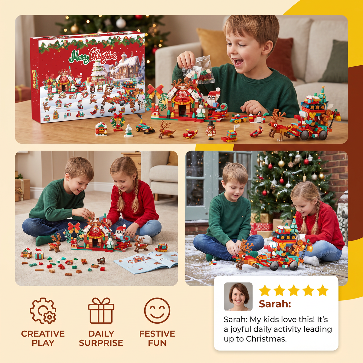 Christmas Village Building Blocks Advent Calendar for Kids