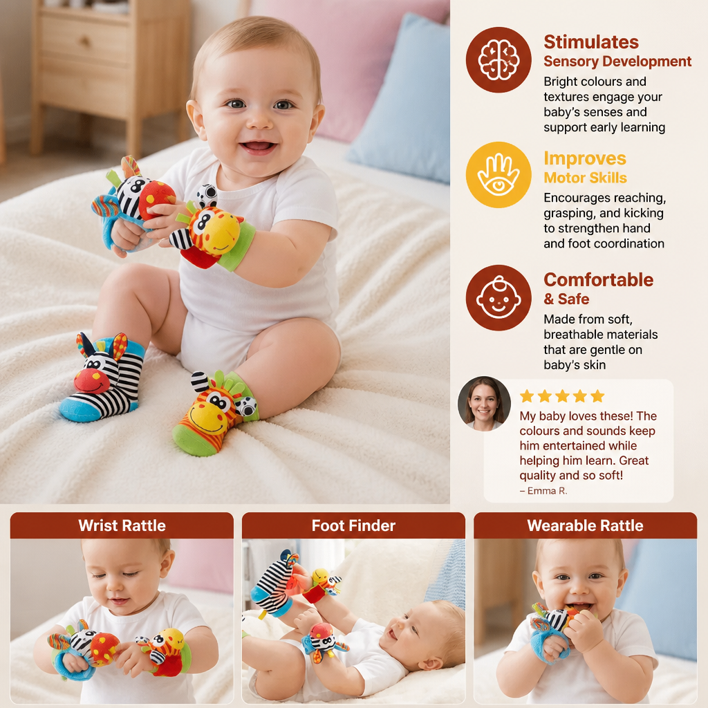 Sensory Baby Plush Socks and Wristband