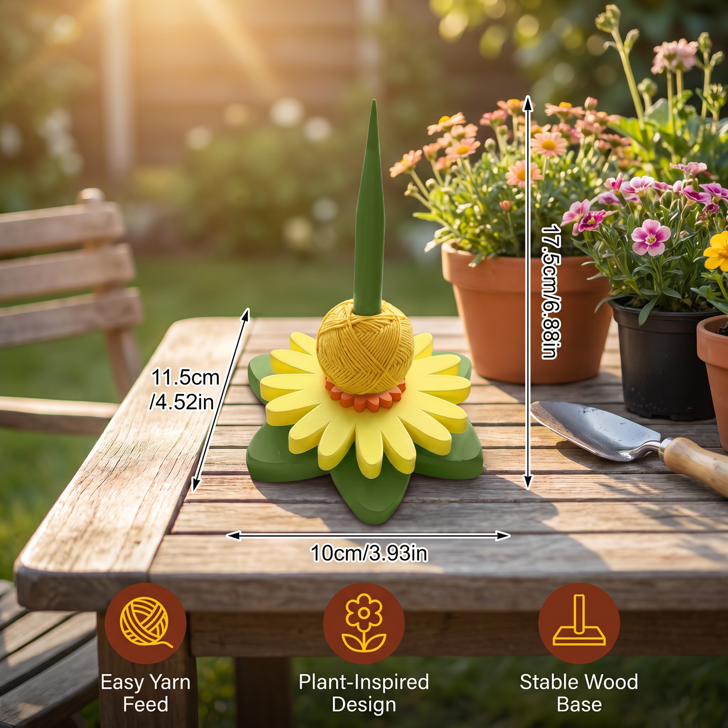 Flower Yarn Holder Stand for Knitting and Crocheting
