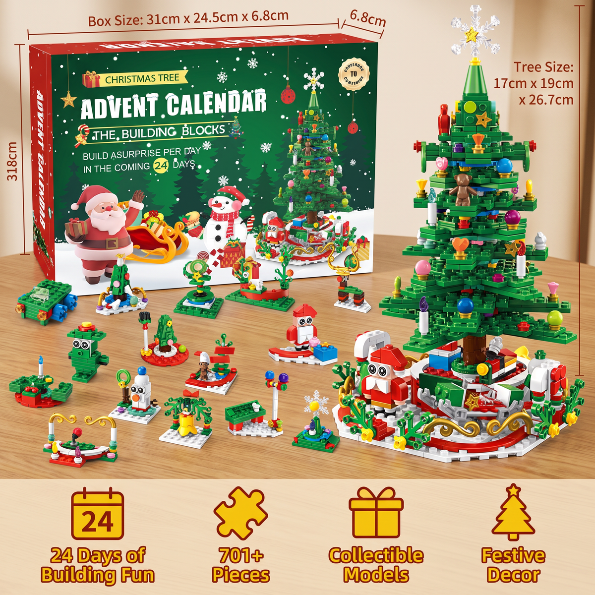 Christmas Tree Building Blocks Advent Calendar for Kids
