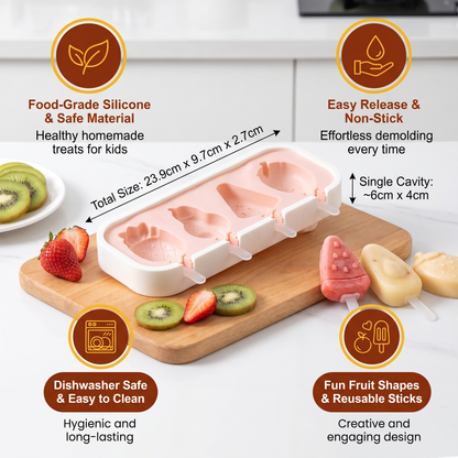 Silicone Popsicle Mold with Fruit Shapes for Homemade Ice Cream