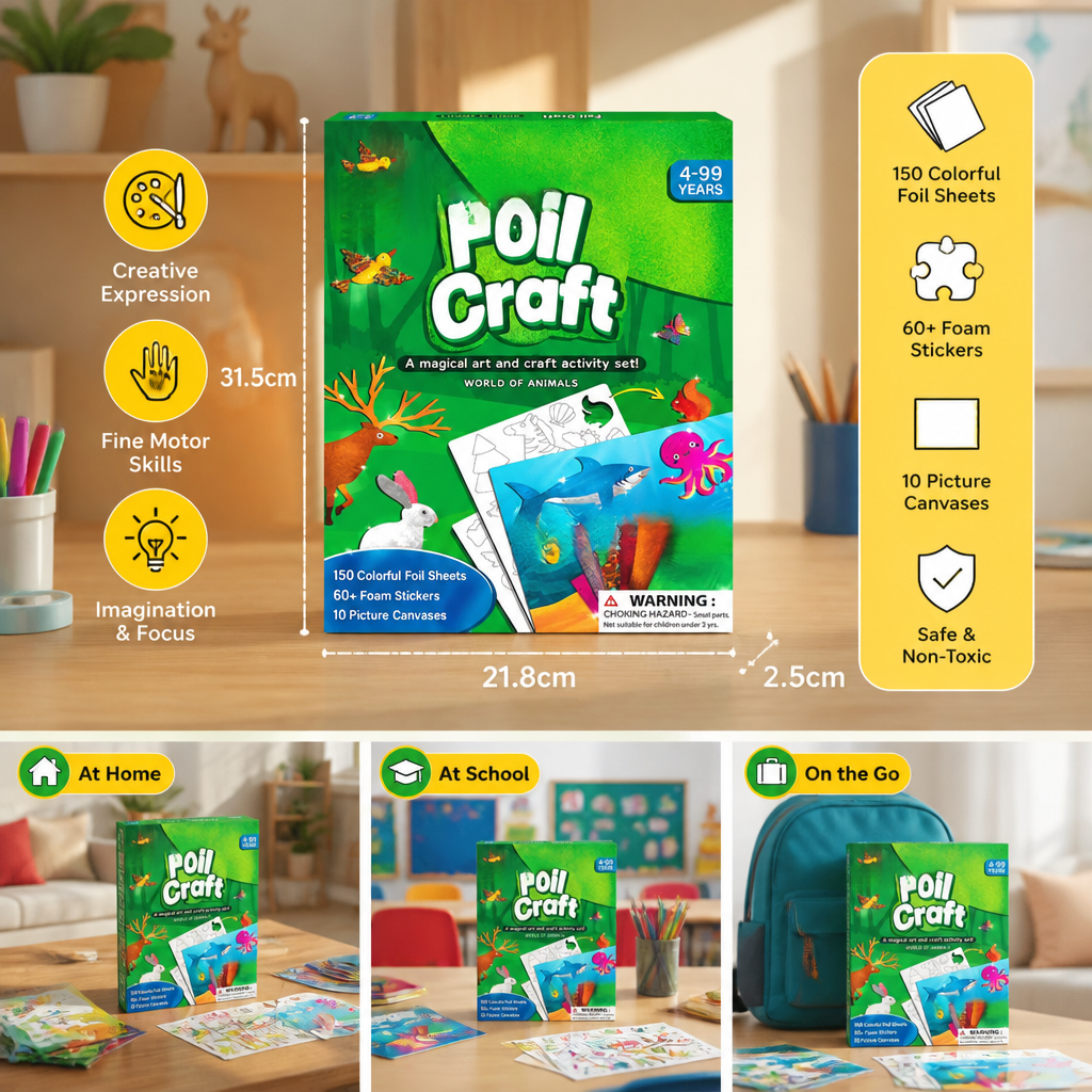 DIY Foil Art Kit – No-Mess Animal Crafts for Kids