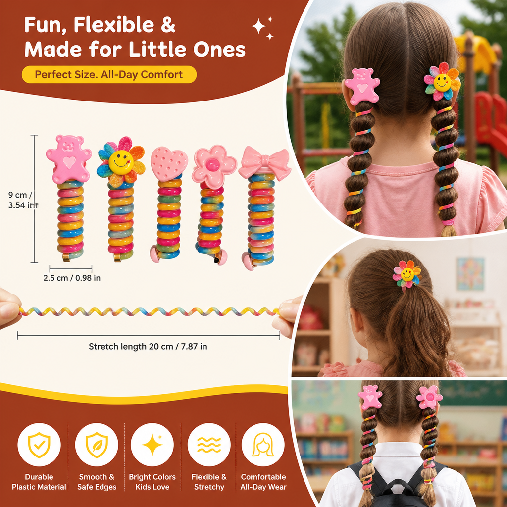 Cute Kids Spiral Hair Tie Set