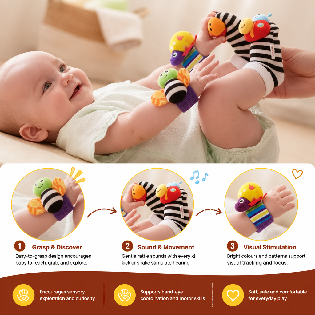 Sensory Baby Plush Socks and Wristband