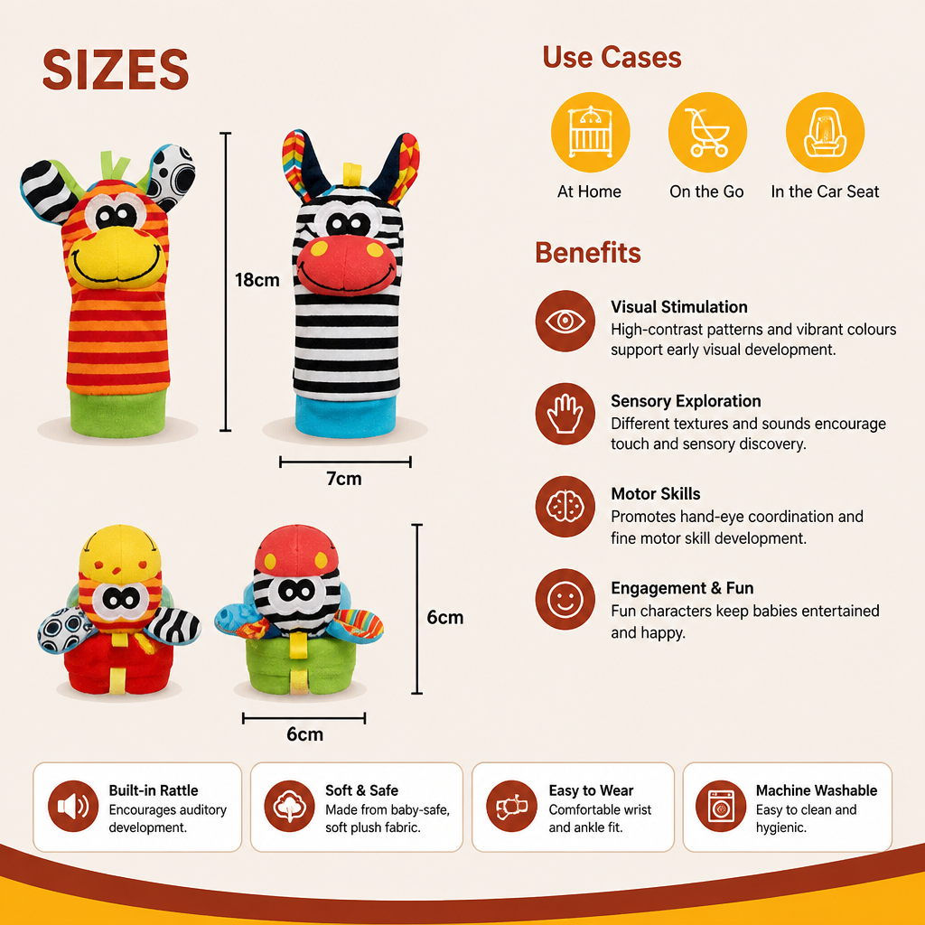 Sensory Baby Plush Socks and Wristband