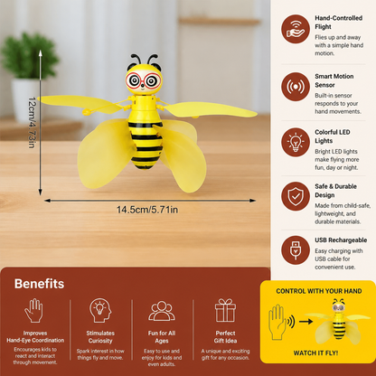 Hand-Controlled Flying Bee Toy with Motion Sensor and LED Lights